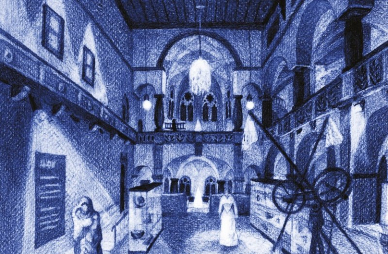 Ukázka z knihy Svěží dům s věží, ilustrace ke kapitole Instalace výstav.